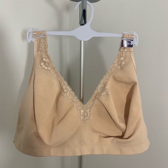 New Plus Size No Wire Cotton Comfort Lace Bra Nude - Picture 8 of 16